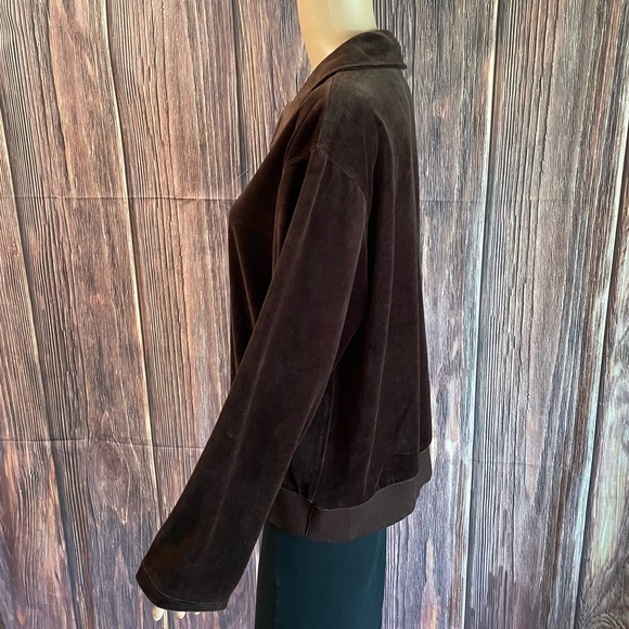 Liz Claiborne Liz Sport size XL brown velvet comfy pullover athletic lounge - Picture 2 of 16